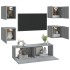 Juego de muebles de pared para TV contrachapado gris