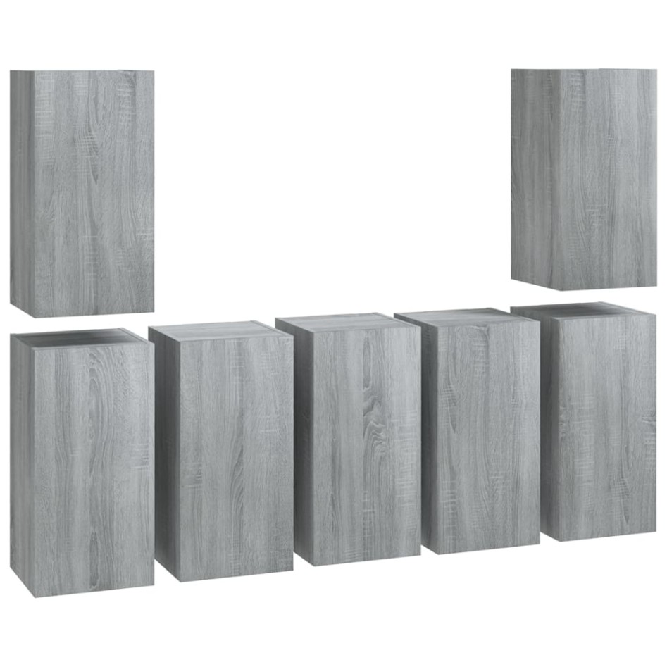 Muebles para TV 7 uds contrachapado gris Sonoma 30,5x30x60