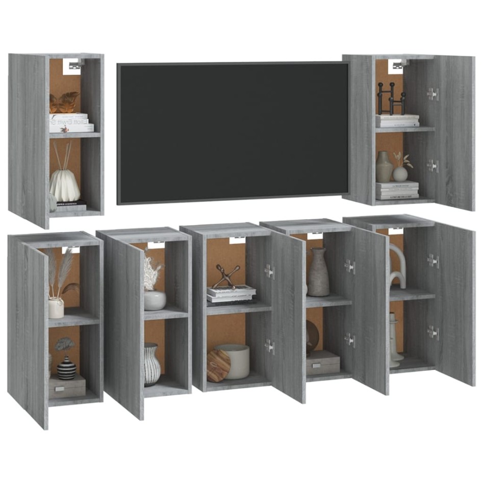 Muebles para TV 7 uds contrachapado gris Sonoma 30,5x30x60
