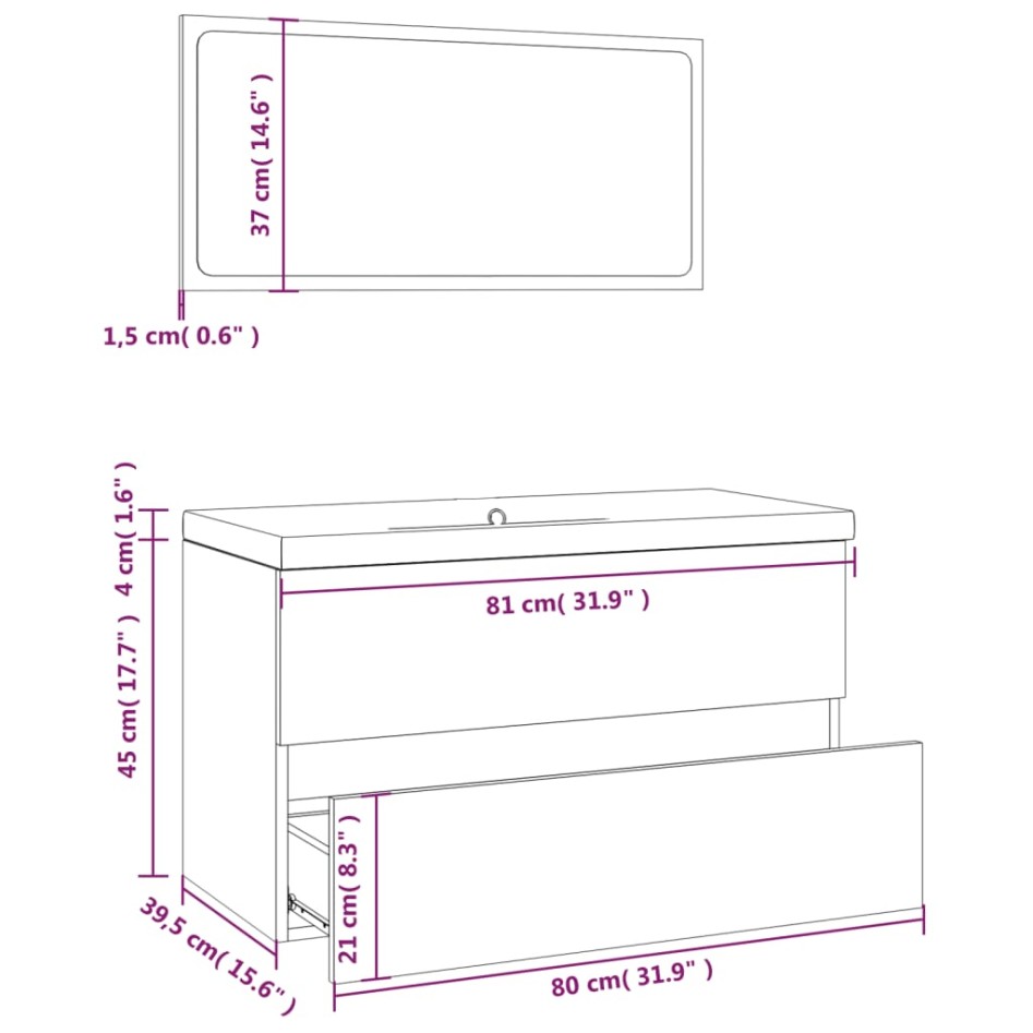 Set de muebles de baño madera contrachapada color roble