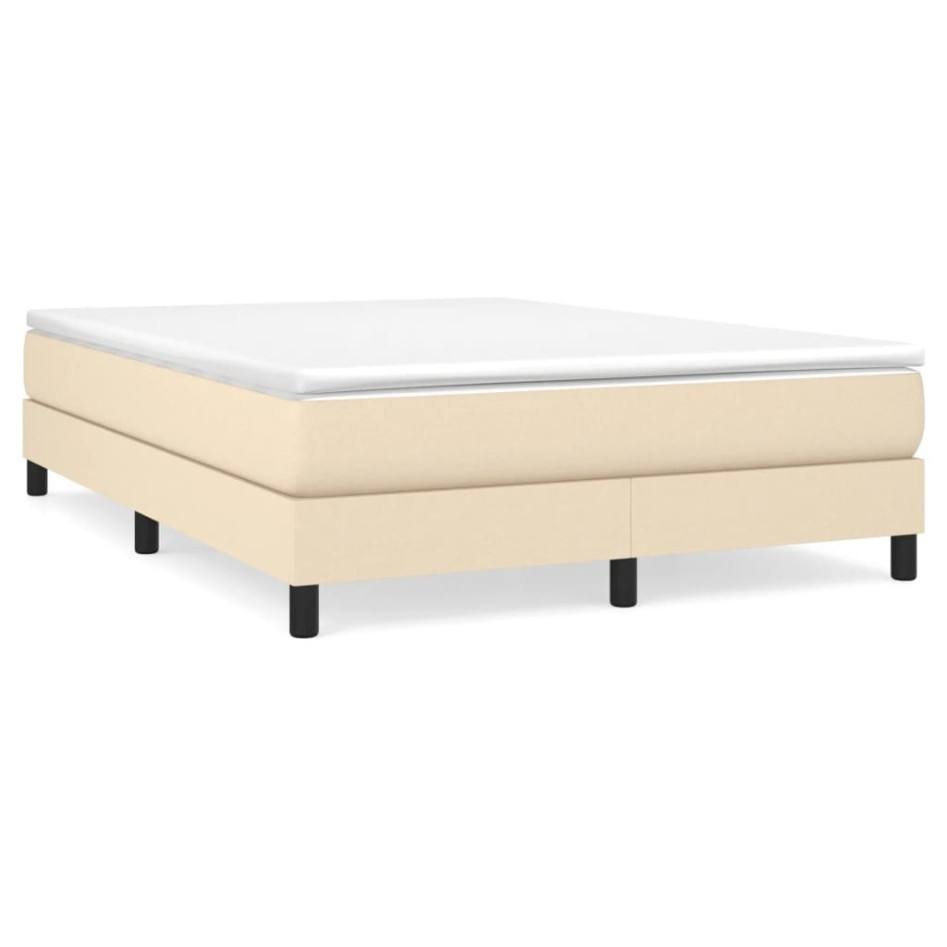 Estructura de cama box spring tela color crema 140x200