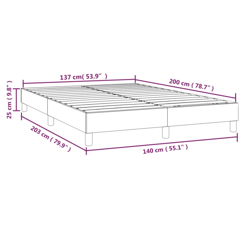 Estructura de cama box spring tela color crema 140x200
