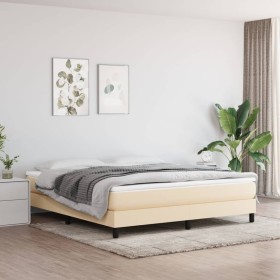 Estructura de cama box spring tela color crema 180x200