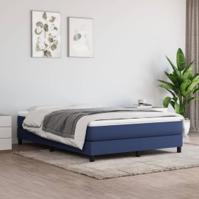 Estructura de cama box spring tela azul 140x190