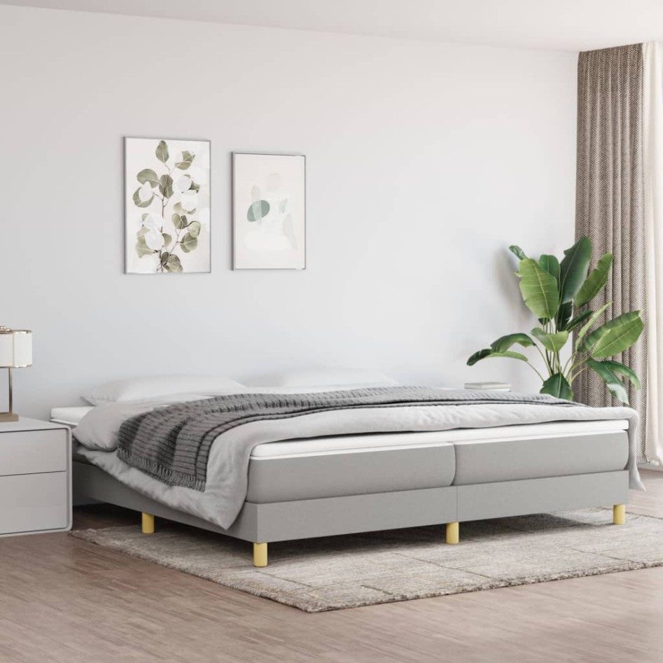Estructura de cama box spring tela gris claro 200x200