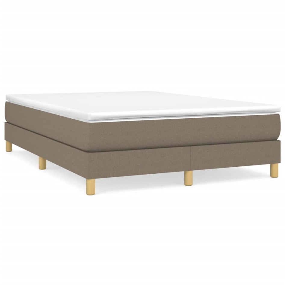 Estructura de cama box spring tela gris taupe 140x190