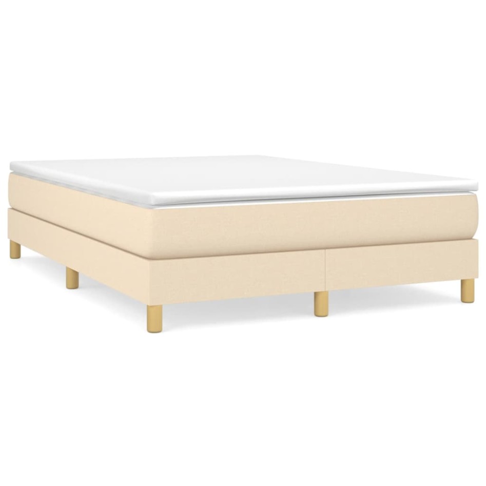 Estructura de cama box spring tela color crema 140x200