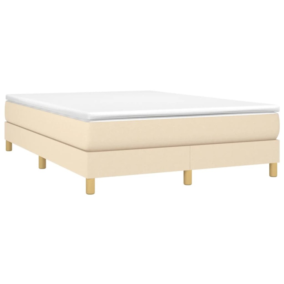 Estructura de cama box spring tela color crema 140x200