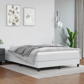 Estructura de cama box spring cuero sintético blanco 140x200