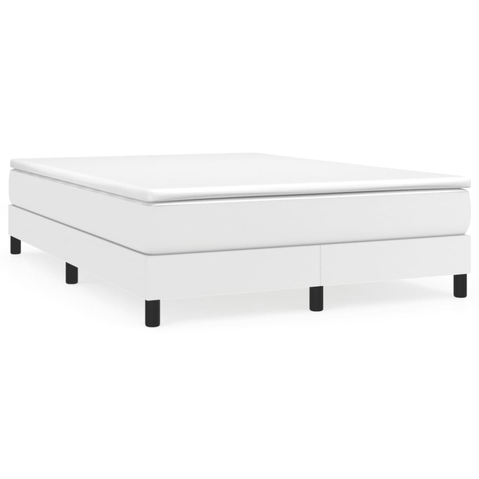Estructura de cama box spring cuero sintético blanco 140x200