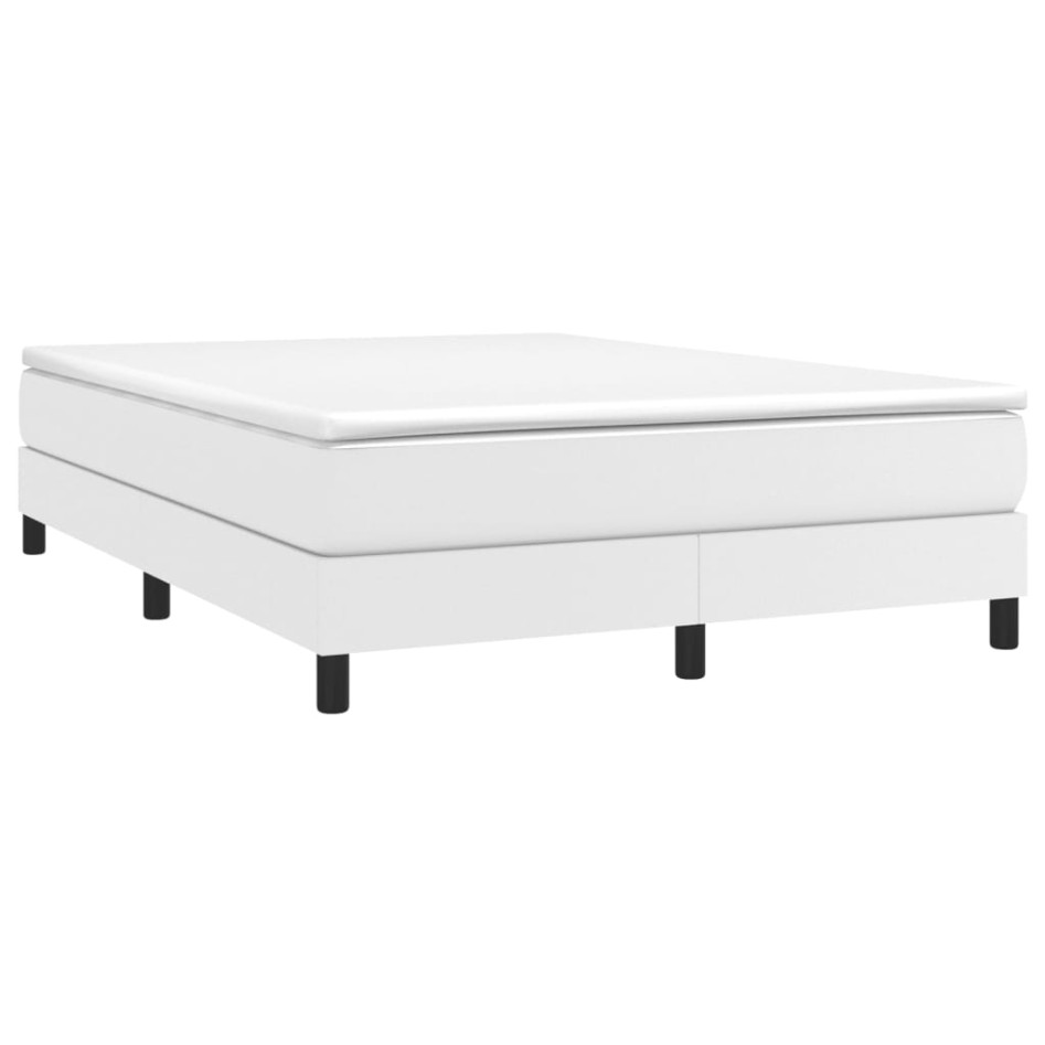 Estructura de cama box spring cuero sintético blanco 140x200
