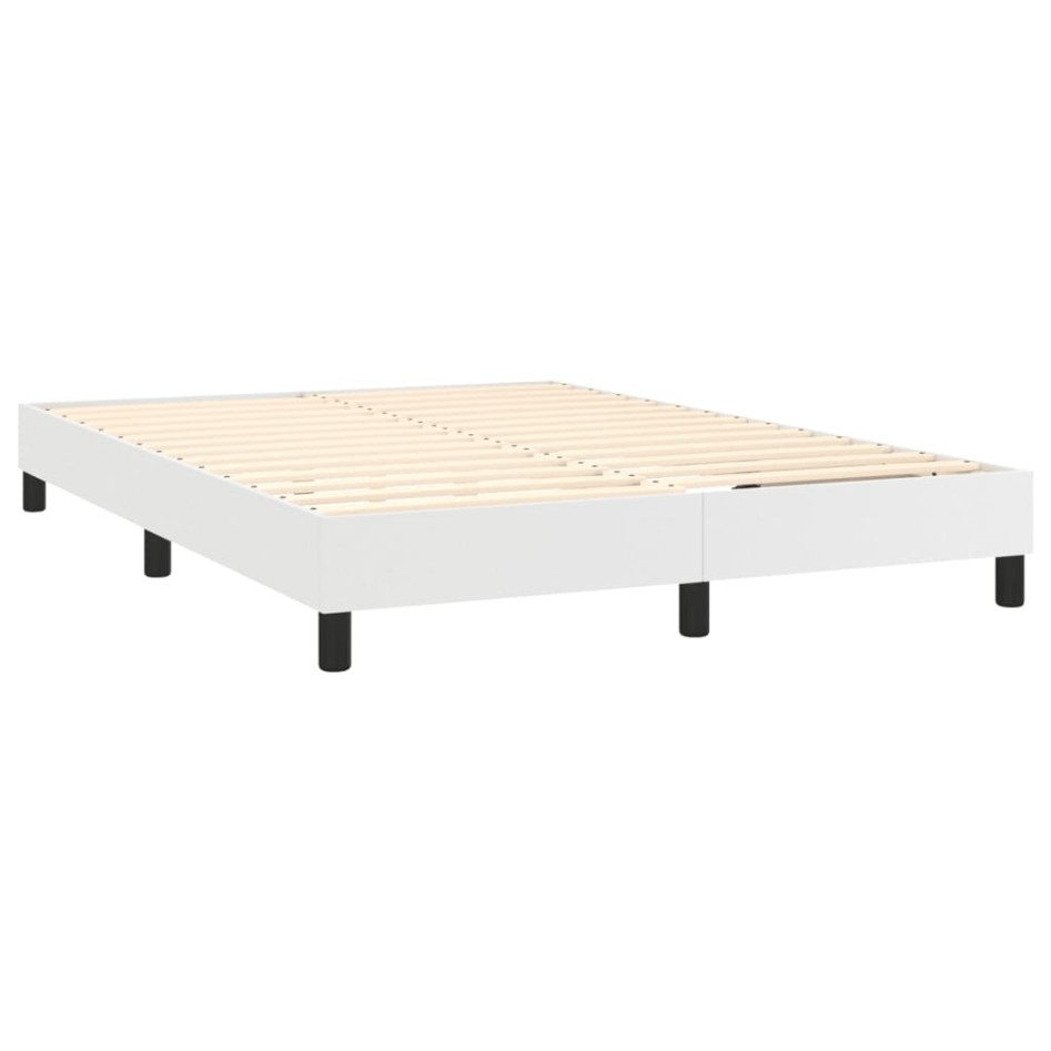 Estructura de cama box spring cuero sintético blanco 140x200