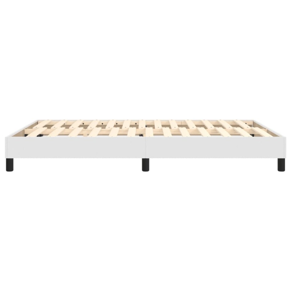 Estructura de cama box spring cuero sintético blanco 140x200