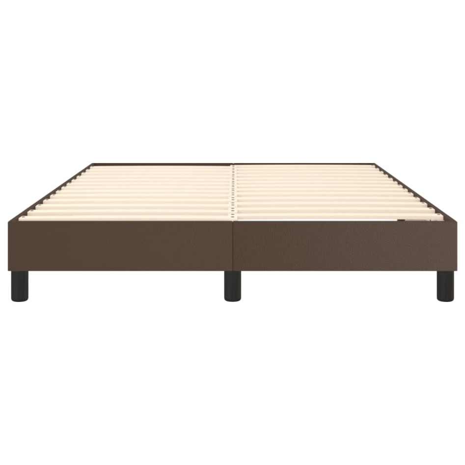 Estructura de cama box spring cuero sintético marrón 140x200