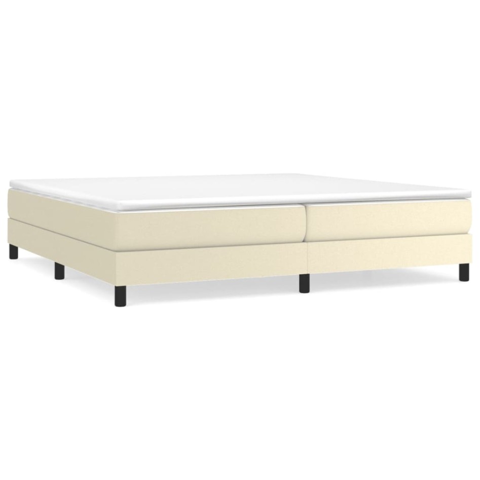Estructura de cama box spring cuero sintético crema 200x200