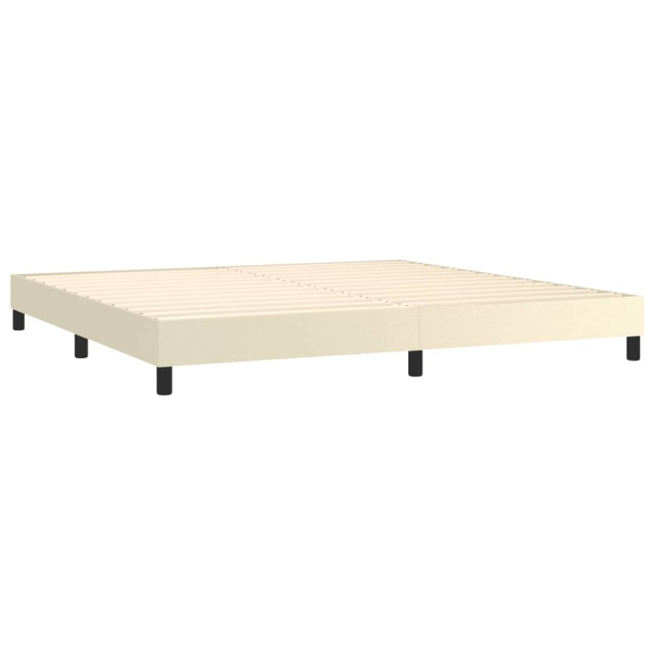 Estructura de cama box spring cuero sintético crema 200x200