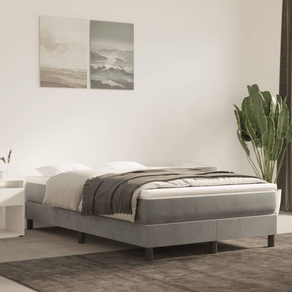 Estructura de cama box spring terciopelo gris claro 120x200