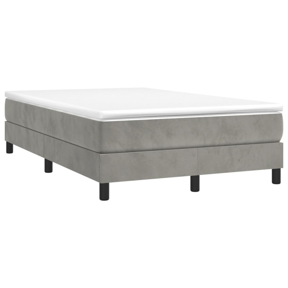 Estructura de cama box spring terciopelo gris claro 120x200