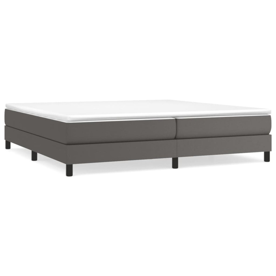 Estructura de cama box spring cuero sintético gris 200x200