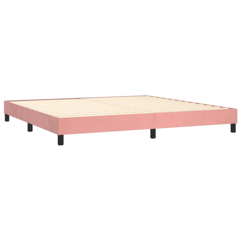 Estructura de cama box spring terciopelo rosa 200x200