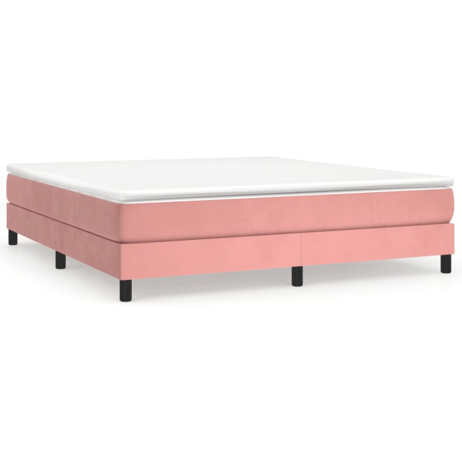 Estructura de cama box spring terciopelo rosa 160x200