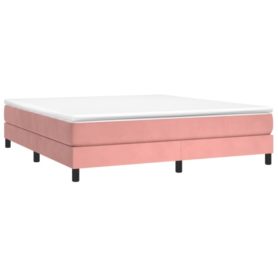 Estructura de cama box spring terciopelo rosa 160x200