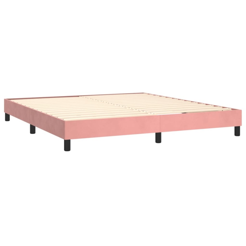 Estructura de cama box spring terciopelo rosa 160x200