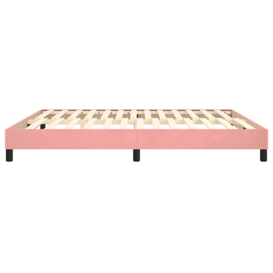 Estructura de cama box spring terciopelo rosa 160x200