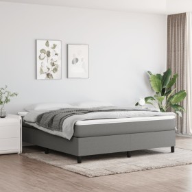 Estructura de cama box spring tela gris oscuro 180x200