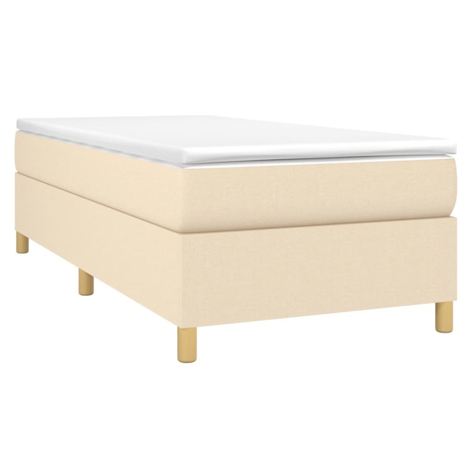 Estructura de cama box spring tela color crema 100x200