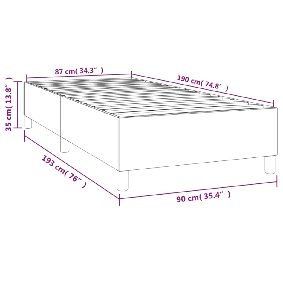 Estructura de cama box spring tela gris claro 90x190