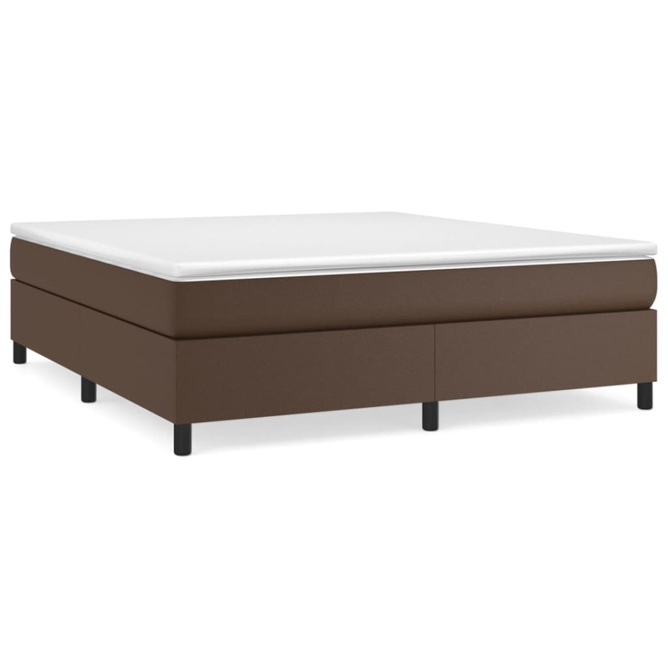 Estructura de cama box spring cuero sintético marrón 180x200