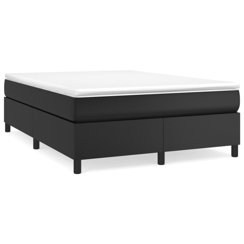 Estructura de cama box spring cuero sintético negro 140x190