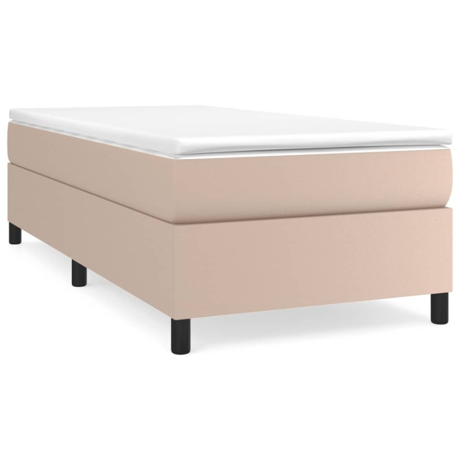 Estructura cama box spring cuero sintético capuchino 90x190