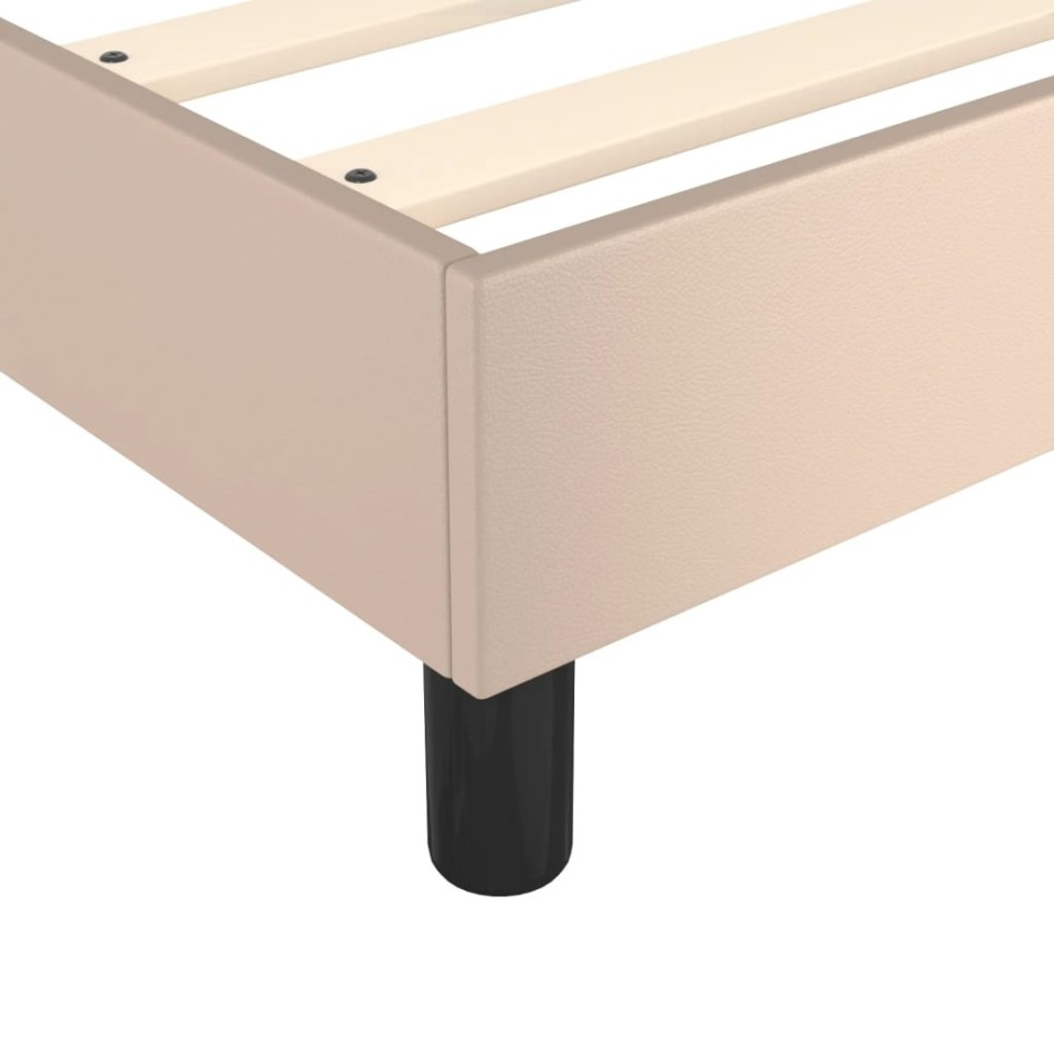 Estructura cama box spring cuero sintético capuchino 90x190