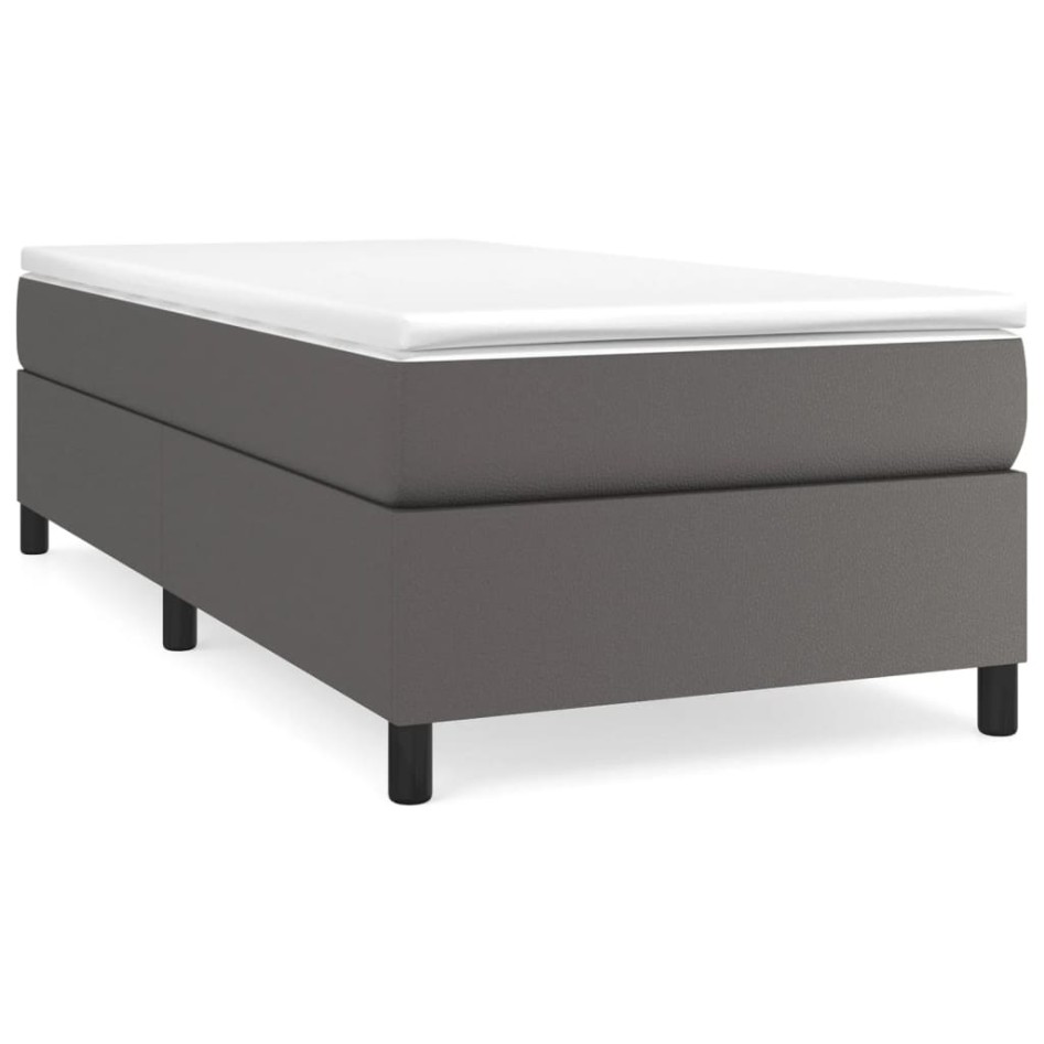 Estructura de cama box spring cuero sintético gris 80x200