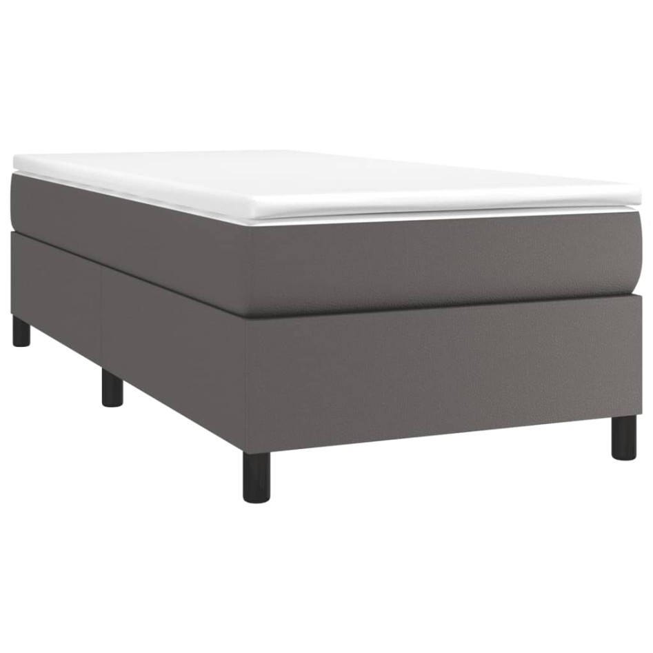 Estructura de cama box spring cuero sintético gris 80x200