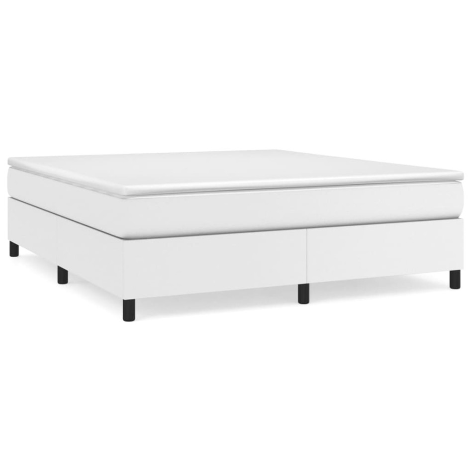 Estructura de cama box spring cuero sintético blanco 180x200