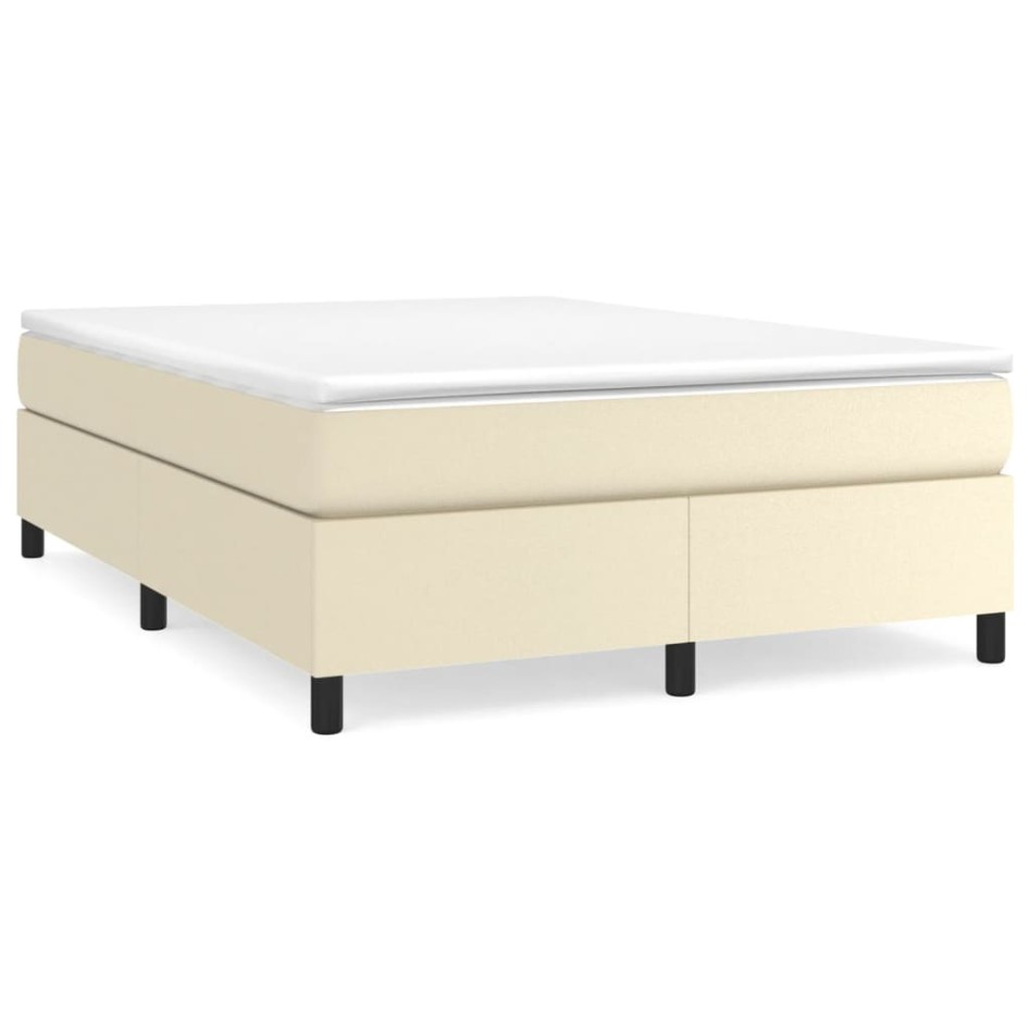 Estructura de cama box spring cuero sintético crema 140x190