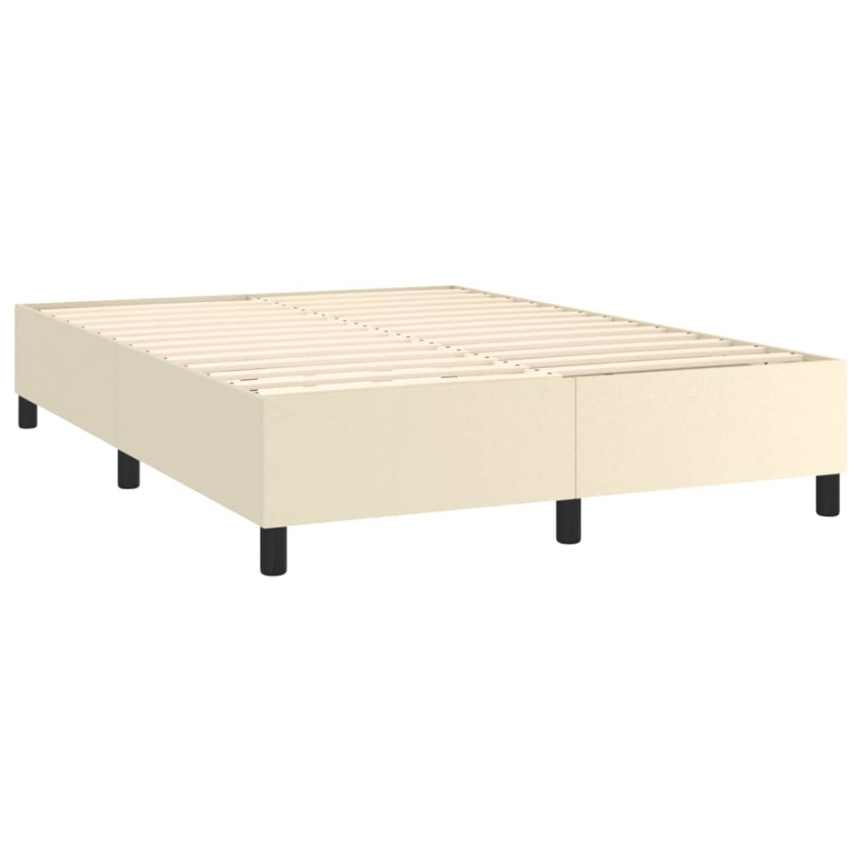 Estructura de cama box spring cuero sintético crema 140x190