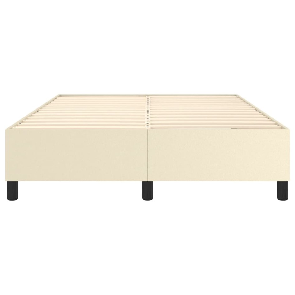Estructura de cama box spring cuero sintético crema 140x190