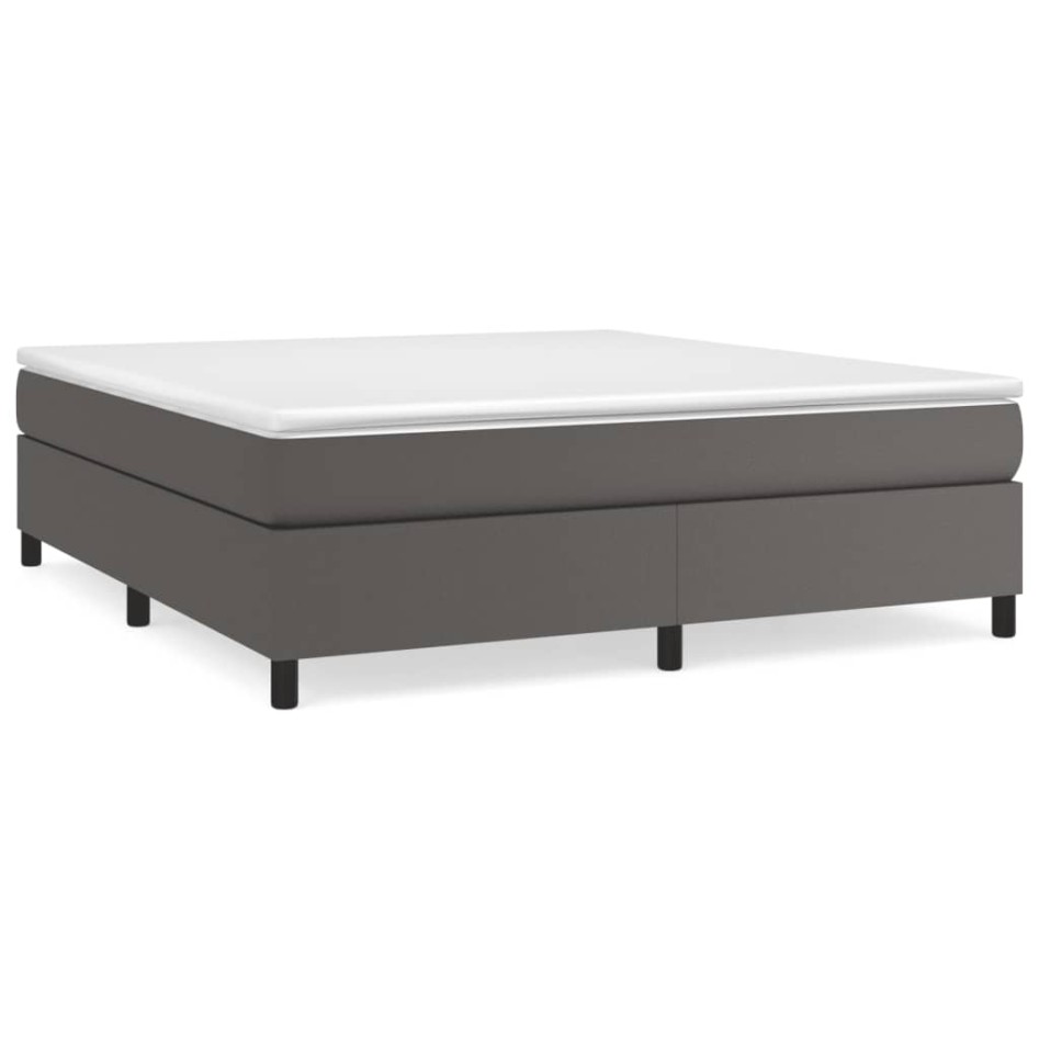 Estructura de cama box spring cuero sintético gris 160x200