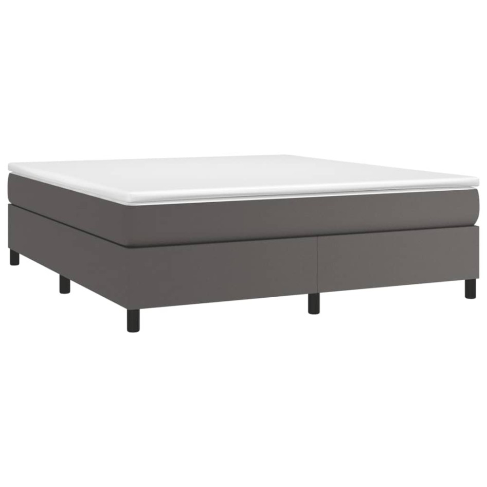 Estructura de cama box spring cuero sintético gris 160x200