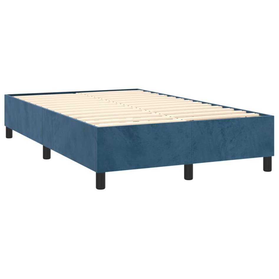 Estructura de cama box spring terciopelo azul oscuro 120x200