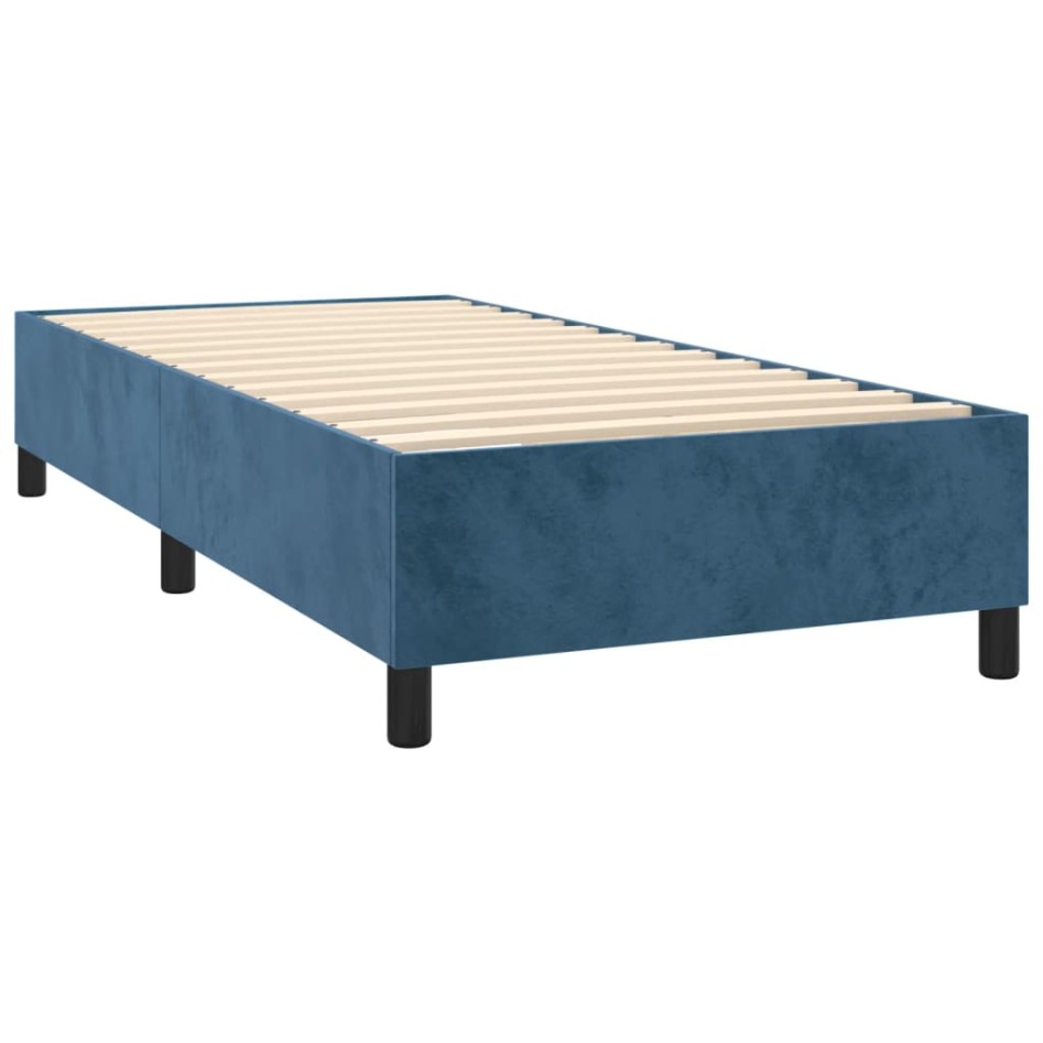 Estructura de cama box spring terciopelo azul oscuro 100x200