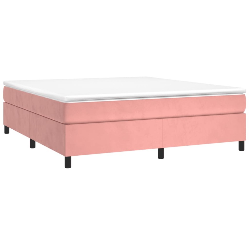 Estructura de cama box spring terciopelo rosa 160x200