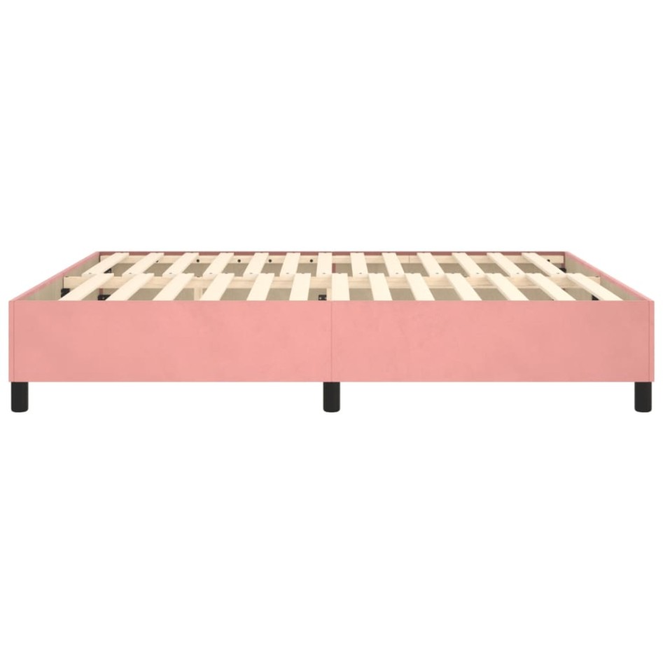 Estructura de cama box spring terciopelo rosa 160x200