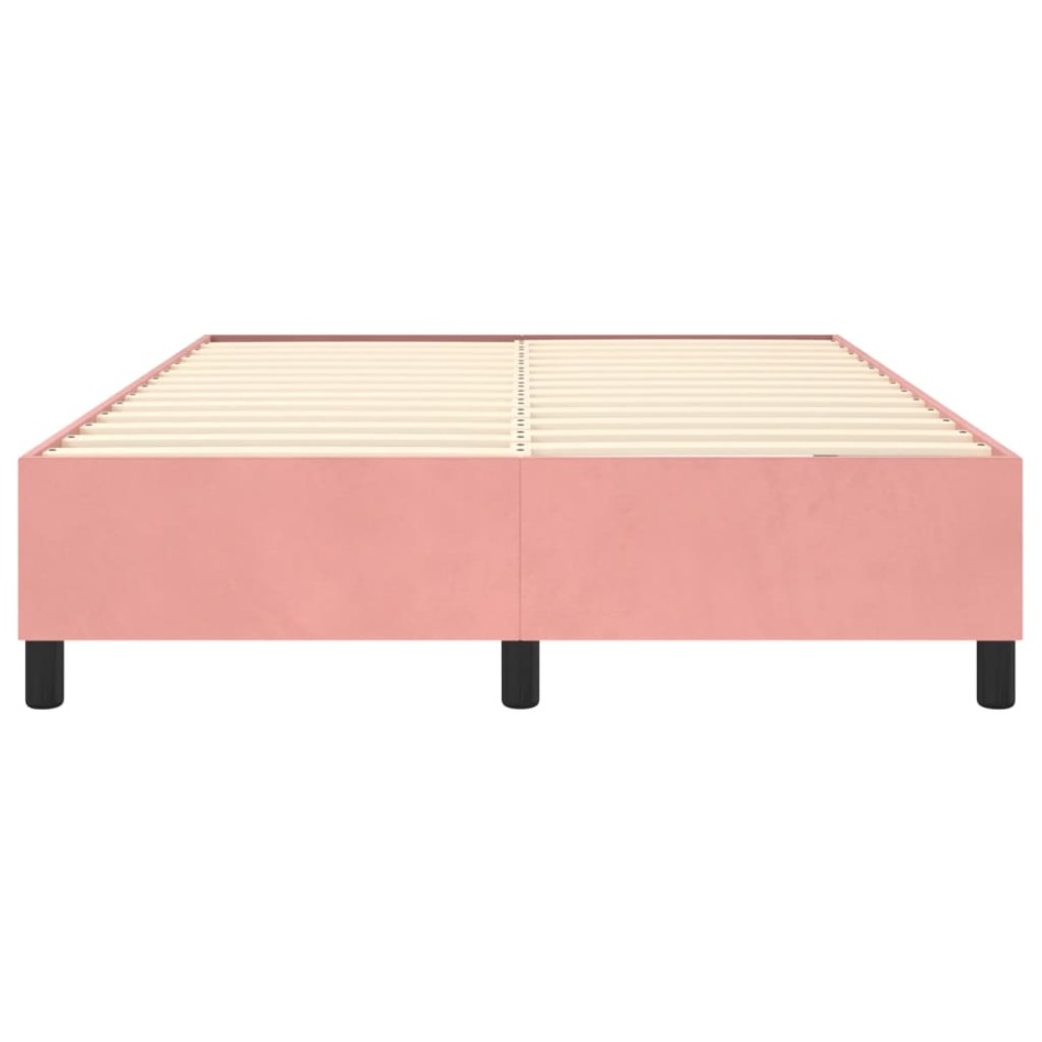 Estructura de cama box spring terciopelo rosa 140x190