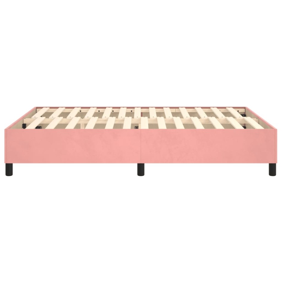 Estructura de cama box spring terciopelo rosa 140x190