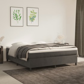 Estructura de cama box spring terciopelo gris oscuro 160x200